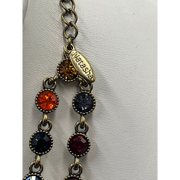 NATASHA COUTURE Multicolor Crystal Designer Layered Bib Statement Necklace - Picture 6 of 10